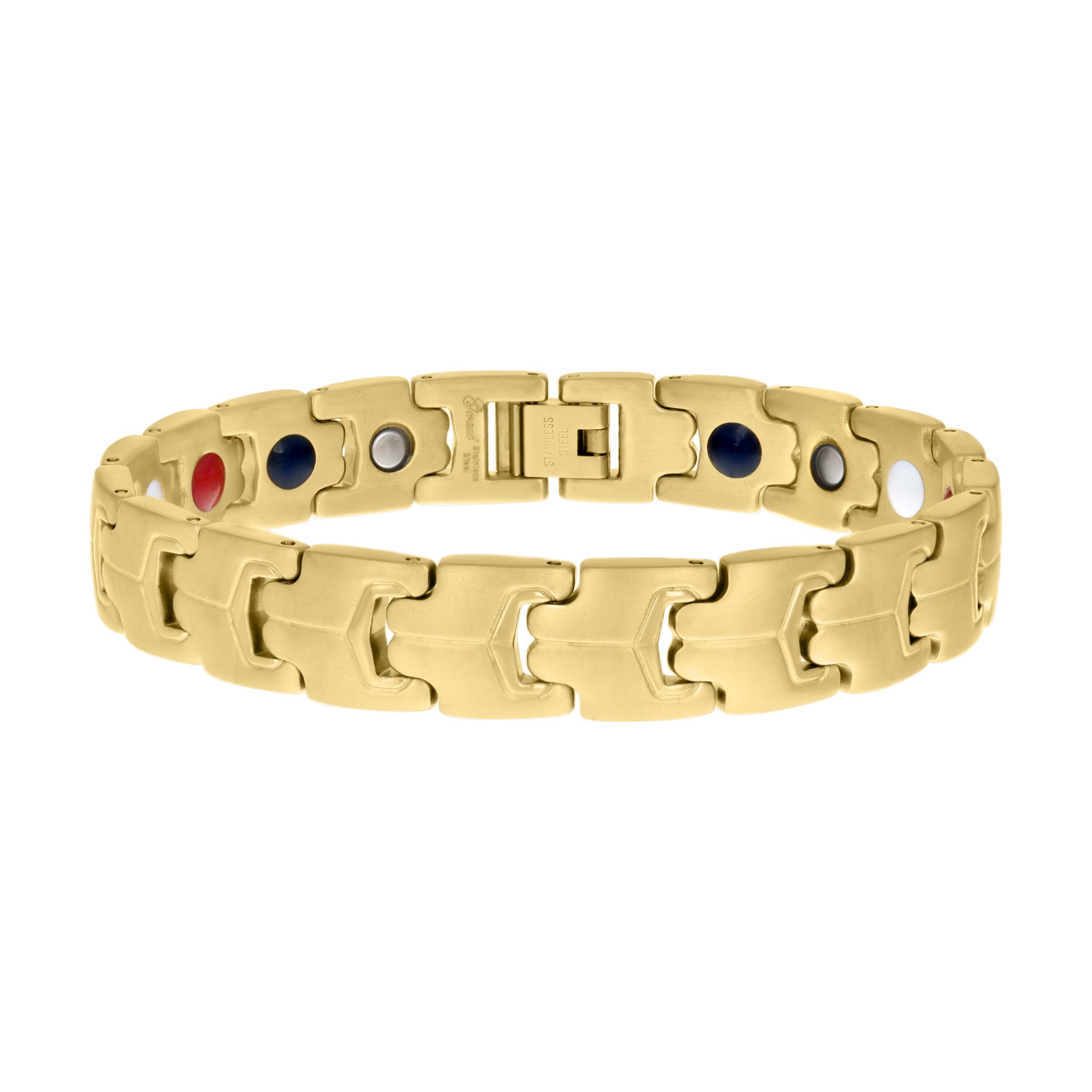 Stainless Steel Yellow-Tone Mens Fashion Bracelet Size 8 Inches 40$